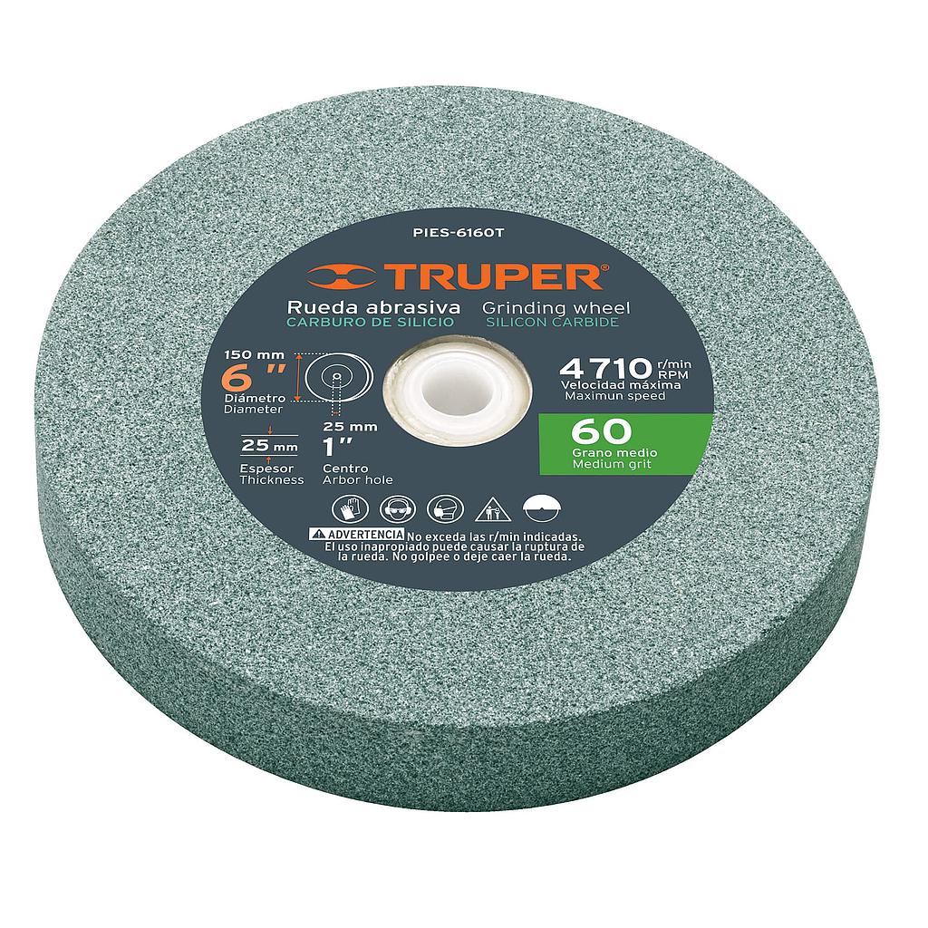 RUEDA ABRASIVA PIEDRA 6 X 1&quot; TRUPER GRANO 60 CARBURO DE SILICIO