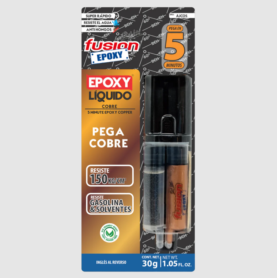 EPOXY LIQUIDO JERINGA 5 MINUTOS COBRE