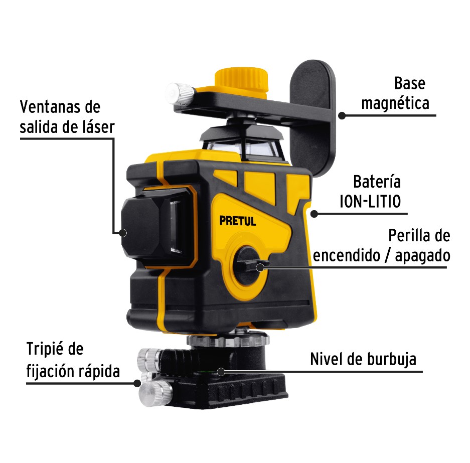 NIVEL LASER 25MT 12 LINEAS RECARGABLE PRETUL